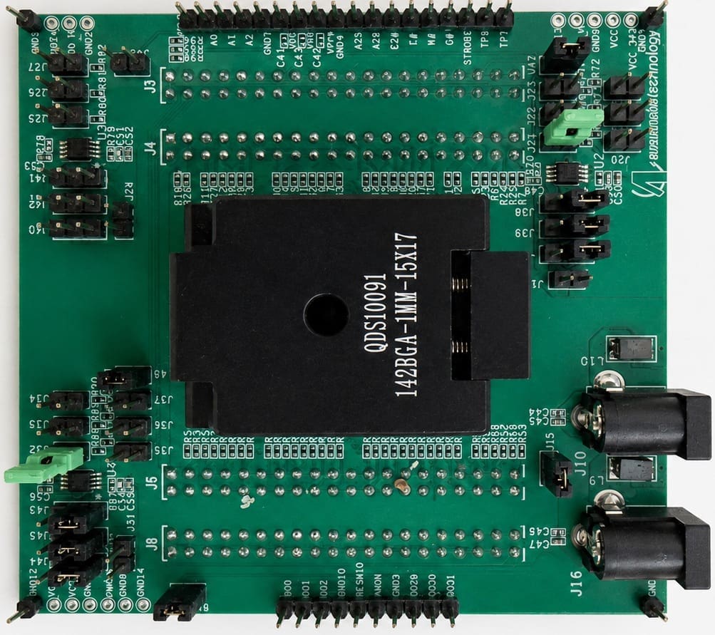 Green circuit board with black QDS10091 cartridge socket