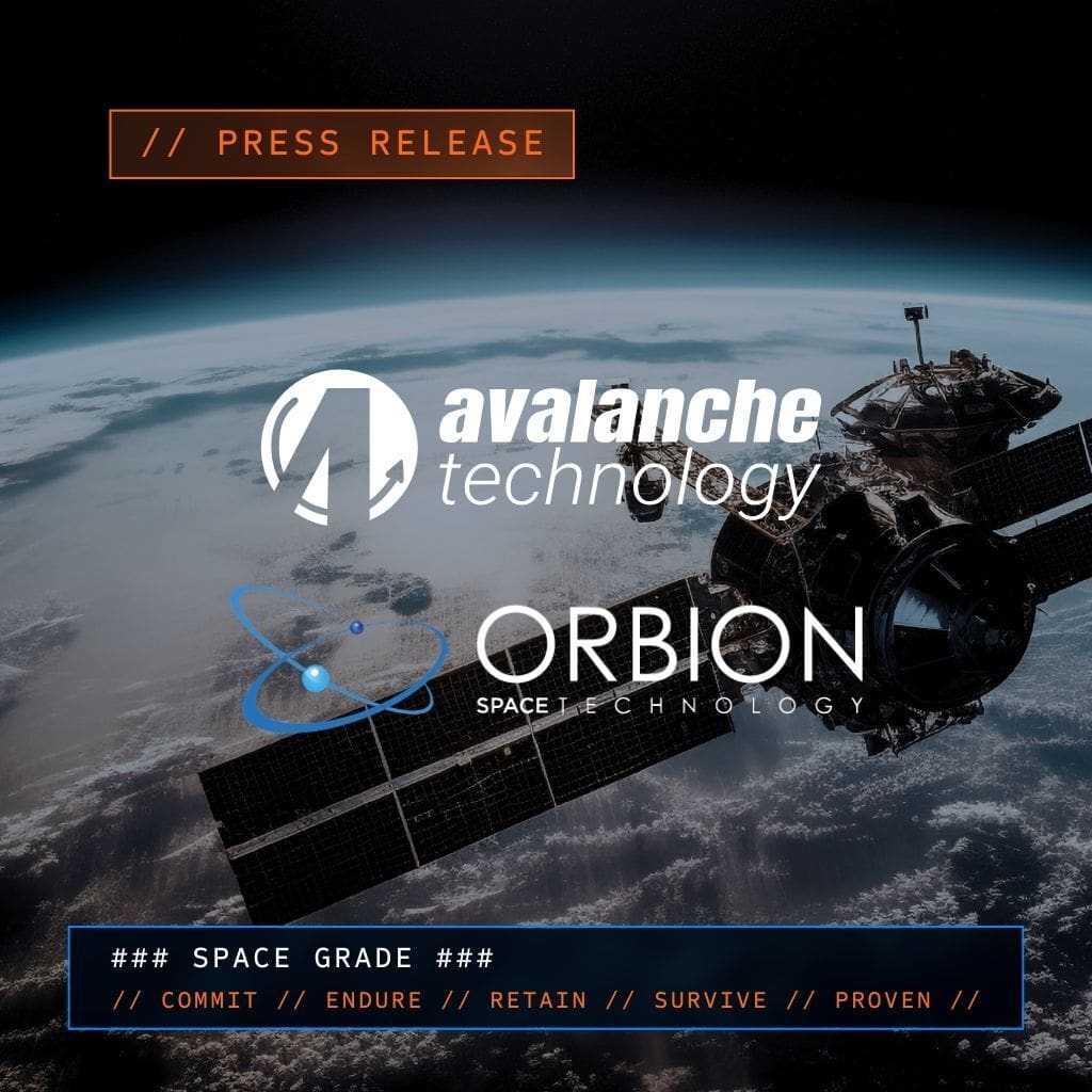 Satellite orbiting Earth with space technology logos